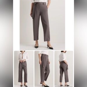 Quince Stretch Crepe Belted Pants Overcast Grey size 0 NWOT